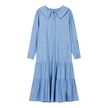 보브 셔링 포인트 데님 원피스 7152137002