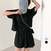 바블링브룩 여성용 퍼프 반팔 티셔츠 + 반바지 세트
