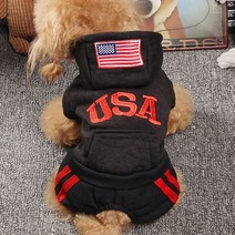 강아지 USA 기모 트레이닝복 올인원, 블랙
