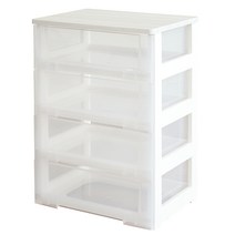 보노하우스 이노스 우드상판형 투명 4단 서랍장, 화이트 오크, 1개