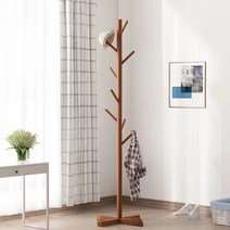 이동형 우드 스탠드 옷걸이 행거, 십자가브라운