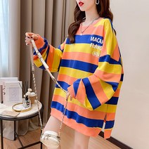 어썸풀 여성용 마카로 스트라이프 맨투맨