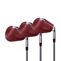 HisLeather 핸드메이드 가죽 아이언 커버 3p, 브라운