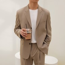 플레이즈 남성용 3버튼 카라넥 싱글 블레이져