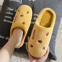 과일 모양 사무실 거실 실내화, Yellow, 1개