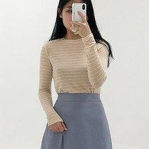 투데이앤룩 여성용 감성 스트라이프 긴팔 티셔츠