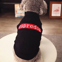 무다스 강아지 고양이 레터링 털 보온 니트, 블랙