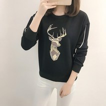 포플러앤씨 사슴 나염 맨투맨