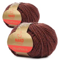 브랜드얀 NAKO 울노바 뜨개실 2p, 23357번 마룬브라운, 96m