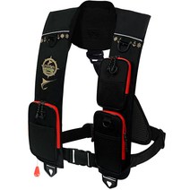 블랙마린 쓰리포켓 자동팽창식 구명조끼, 블랙 + 골드