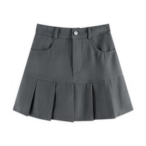 MA 원버튼 A라인 밑단 플리츠 스커트