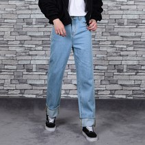타운클로 남성용 롤업 생지 와이드 청바지 J3602