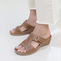 제이슈 여성용 천연소가죽 슬림한라인 통굽 뮬 슬리퍼