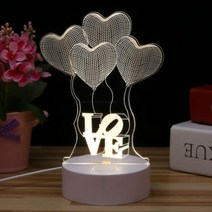 원하 심플 LED 아크릴 러브 무드등 USB타입, 화이트