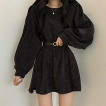 해피리빙 무지무지 코듀로이 오버핏 벨트 원피스