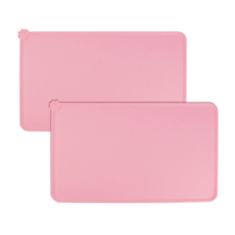 멍지 반려동물 실리콘 식기매트 48.5 x 30 cm, 핑크, 2개