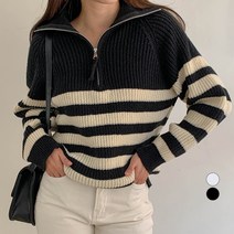 무드인더 여성용 반오픈 단가라 니트