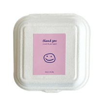 정사각 펄프 도시락 20p + 땡큐스티커 핑크 50p 세트, 혼합색상, 1세트