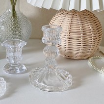 쌍떼 엔틱 유리 티라이트 소품 촛대 크리스탈 캔들 홀더