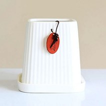 도시정원 모던 사다리꼴 스트라이프화분, 화이트