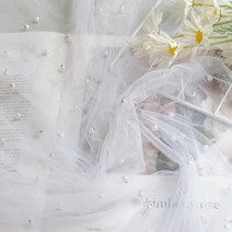 스토어91 촬영용 메쉬 투명 진주 데코 배경천 150 x 100 cm, 1개, 화이트