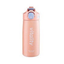 꼼꼬미 스텐 보온보냉 손잡이 헬서 빨대 텀블러, 핑크, 500ml