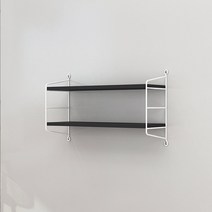 마켓플랜 비움 스틸 원목 벽걸이 선반 2단, 블랙