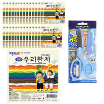 종이나라 500 우리한지 30p + 고쿠요 SAXA 플라이 캡 가위 블루, 1세트, 10색