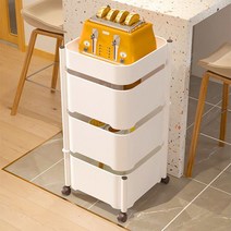 에버하우스 다용도 철제 회전선반 이동식 수납 트롤리 4단, 화이트