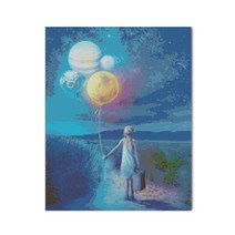 아디코 LED 보석 십자수 DIY 40 x 50 cm, 행성 풍선 소녀(LB55), 1개