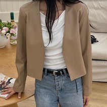 슈가펀 여성용 베니브 레더 노카라 라이더 자켓