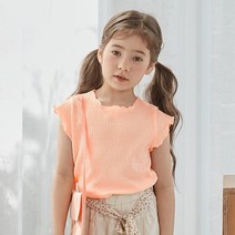 위시키즈 여아용 인터록 주름티셔츠