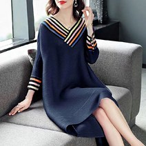 컬러풀 브이넥 소매 빅사이즈 임산부 원피스