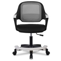 체어클럽 쿠보 발받침형 메쉬 의자, 블랙(바디) + 그레이