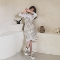 린다샵 머츠니 티셔츠 체크 원피스 SET SET1559K17