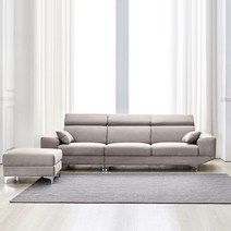 동서가구 아쿠아텍스 패브릭 4인 소파 + 스툴 방문설치, 그레이