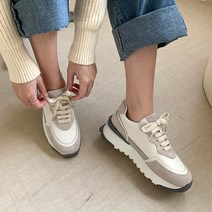 여성용 캐롤 투톤 가죽 스니커즈