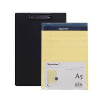 델리 커버 클립보드 A4 + 리갈패드 A5 5p 세트, 블랙(클립보드), 옐로우(리갈패드), 1세트