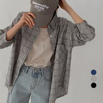 바블링브룩 여성용 오버핏 라이트 체크 남방