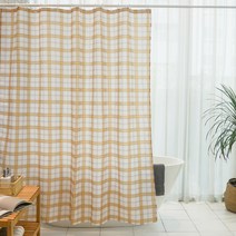 빈티지 옐로 체크 샤워커튼, 1개, 옐로우계열