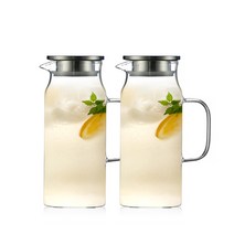 카페로메오 스텐캡 내열유리 냉장고 물병 워터저그 2p, 혼합색상, 1.5L