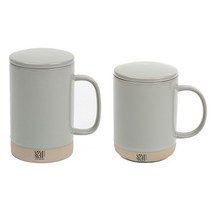 마시피렌체 포개다 듀오 뚜껑머그 500ml + 350ml 세트, 민트그레이, 1세트