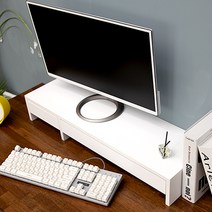 데코밸런스 2서랍형 컬러 와이드 모니터 받침대 듀얼 모니터 받침, 800-2화이트