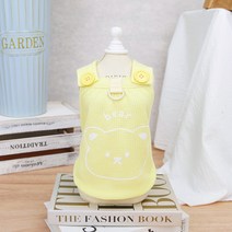 파스텔펫 반려동물 와플 베어 단추 멜빵, 옐로우