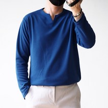 남성용 링클프리 엠보 구김방지 브이 슬릿넥 티셔츠