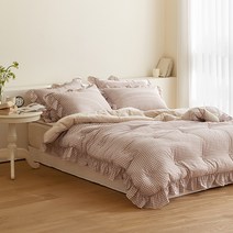 프렌치무드 프릴 세미극세사 차렵이불 + 베개커버 세트