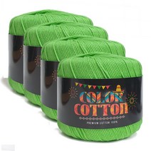 니뜨 컬러코튼 뜨개실 50g x 4p, 29 연두, 4개