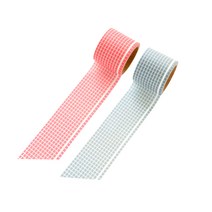 해피제이 두꺼운 모눈 체크 다꾸 마스킹 테이프 2종 세트, 빨강, 카키, 1세트
