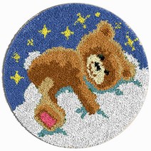 알로데 동물 라운드 카펫 러그 매트 DIY 스킬 자수 세트 영문버전 흰색인쇄메쉬, 1세트, 02
