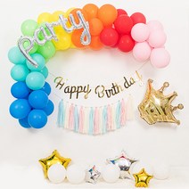 마켓감성 보름달 생일 축하 풍선 세트 스타일1, 혼합색상, 1세트